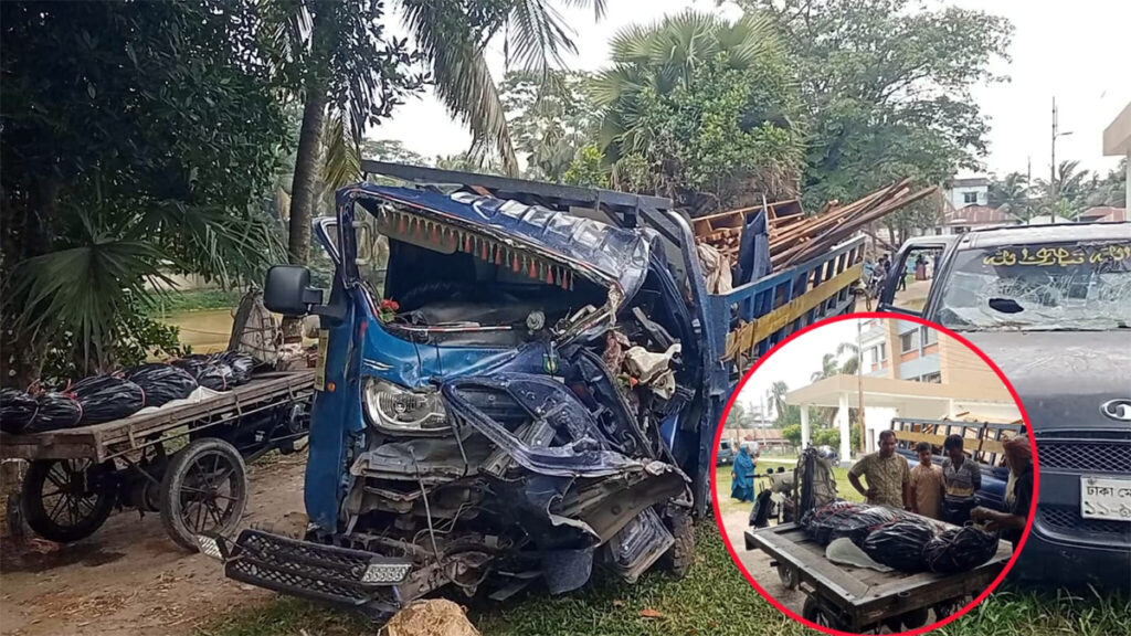 কুয়াকাটা মহাসড়কে চলন্ত পিকআপের চাকা ফেটে ব্রিজে ধাক্কা, হেল্পার নিহত