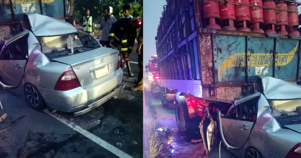 ট্রাকে ধাক্কা দিয়ে দুমড়েমুচড়ে গেল প্রাইভেটকার, নিহত ৫