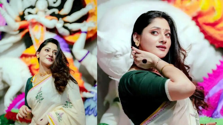 পূজার সাজে চিত্রনায়িকা পূজা চেরী